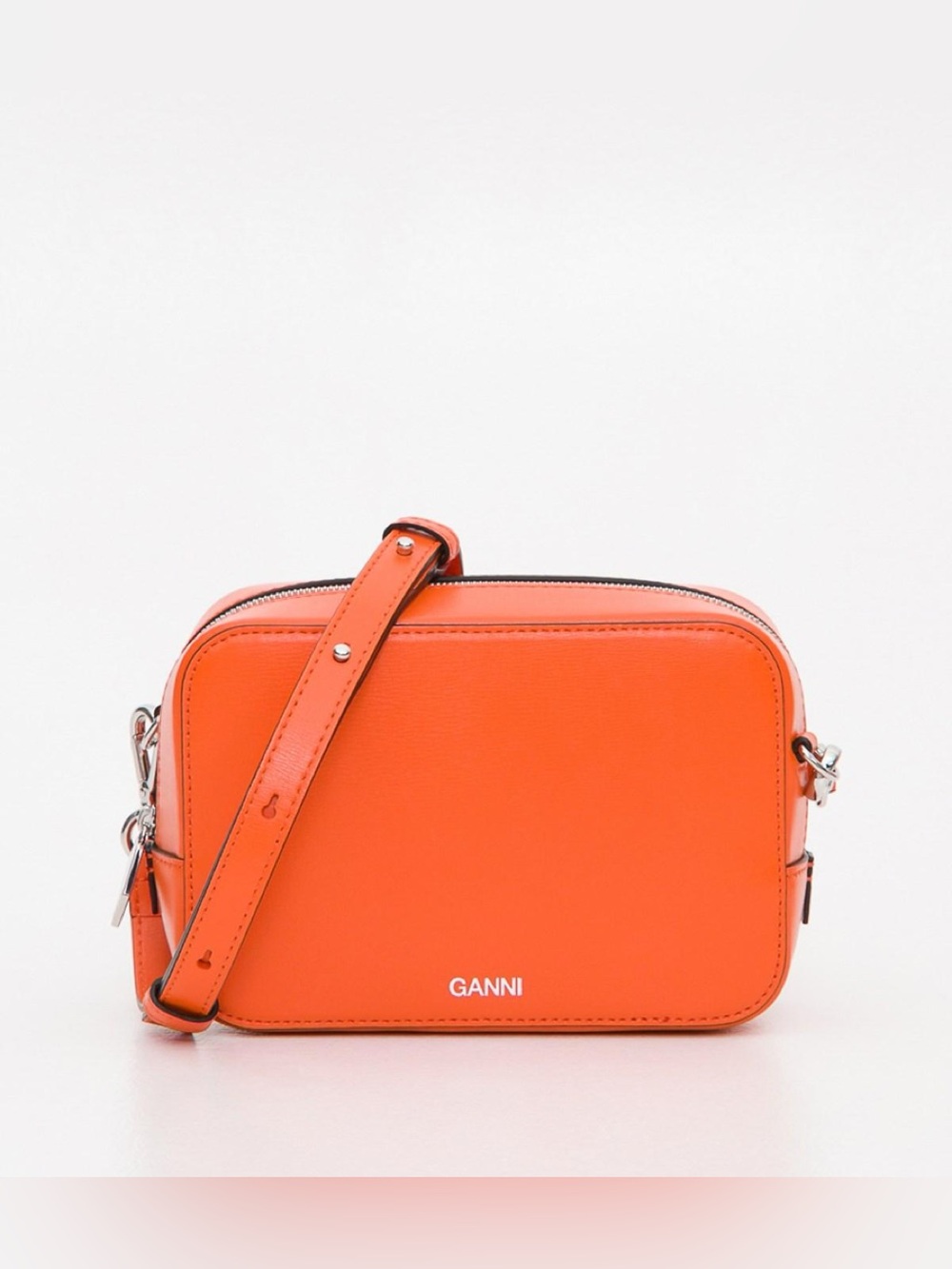 GANNI Textured Leather orange color crossbody bag mini